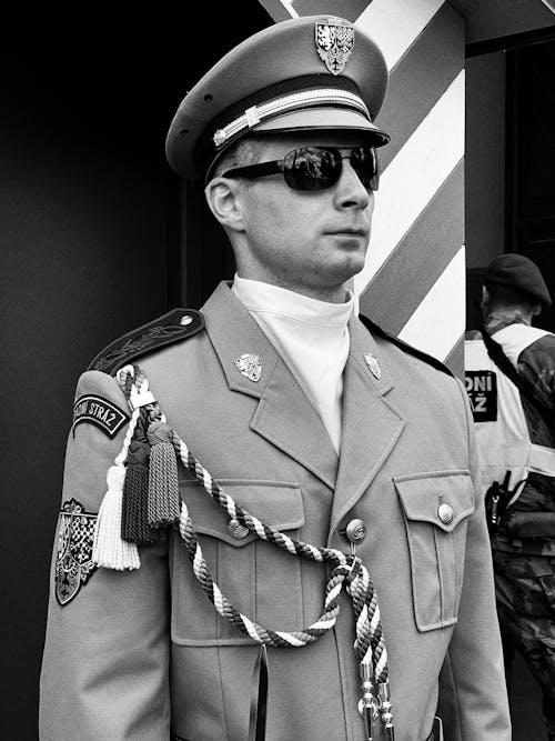 Portrait of an Officer in Black and White 