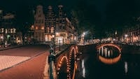 Amsterdam canals at night