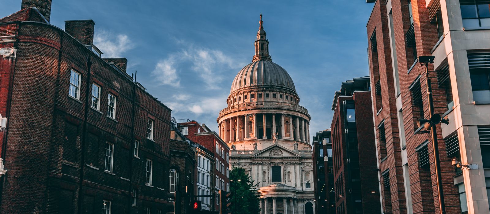 View of St Paul's Cathedral, an iconic historic landmark in London's urban setting.