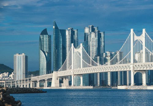 Gwangan Bridge Near Skyscrapers in Busan, South Korea