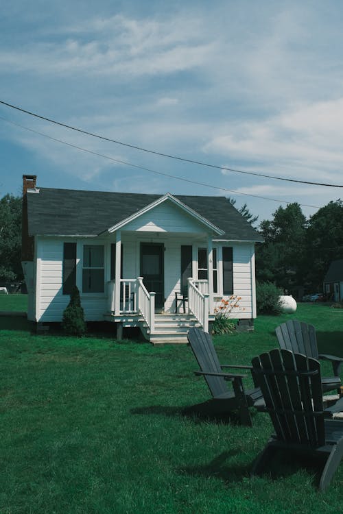 Wooden White Idyllic House in Village