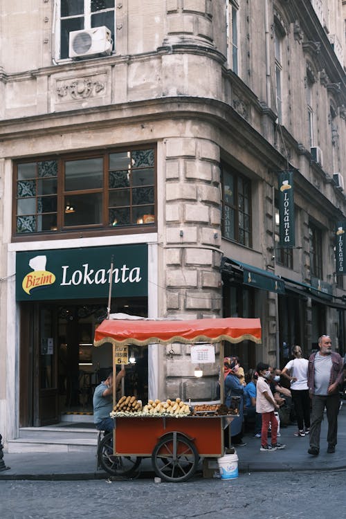 Food Cart at the Corner of a Street