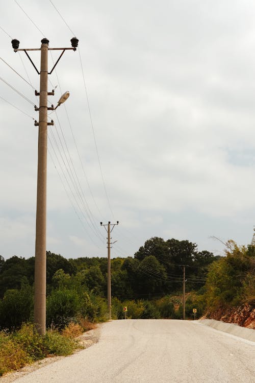 Free Telephone Poles along a Country Road Stock Photo