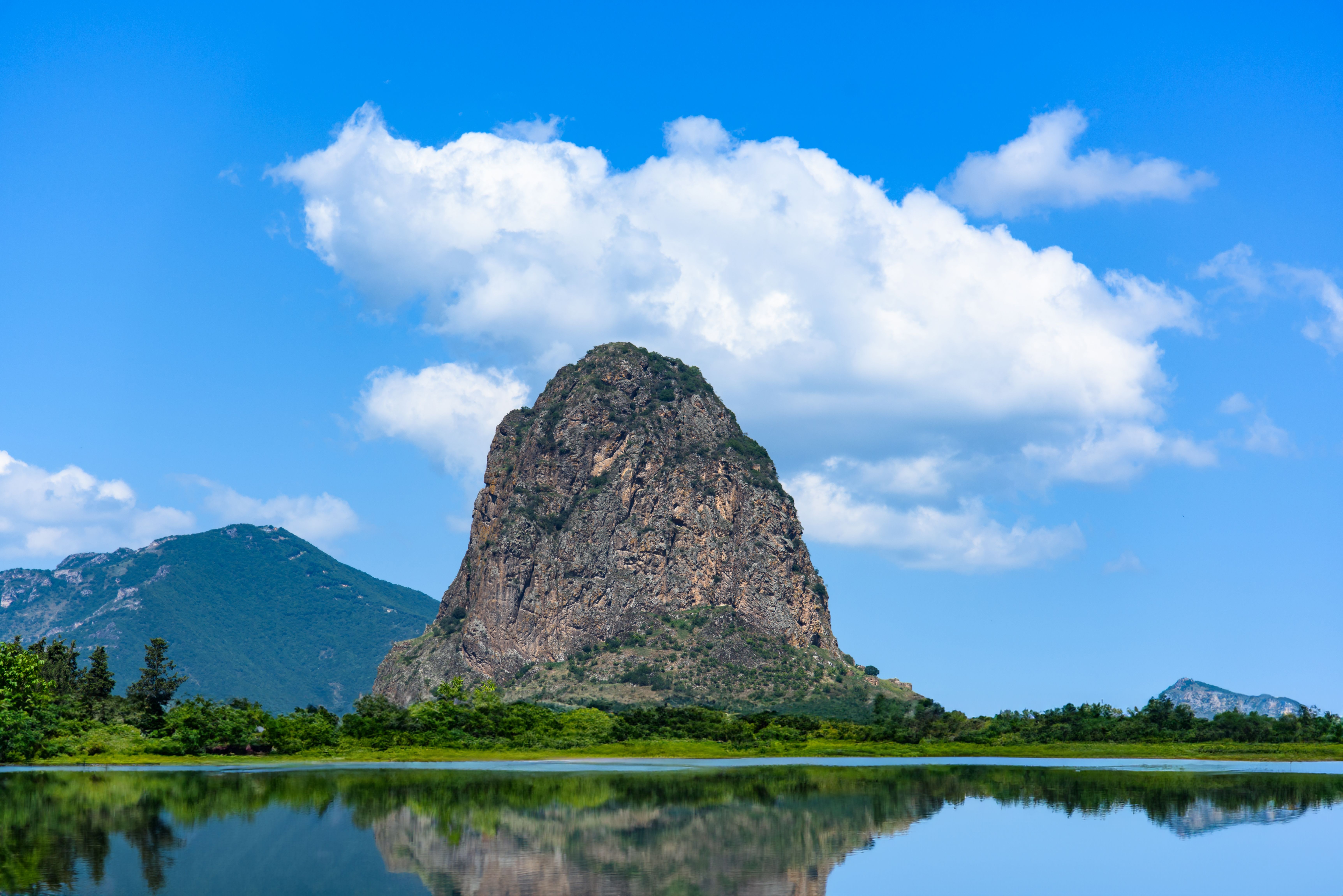 Mountain reflecting on a lake, Mali