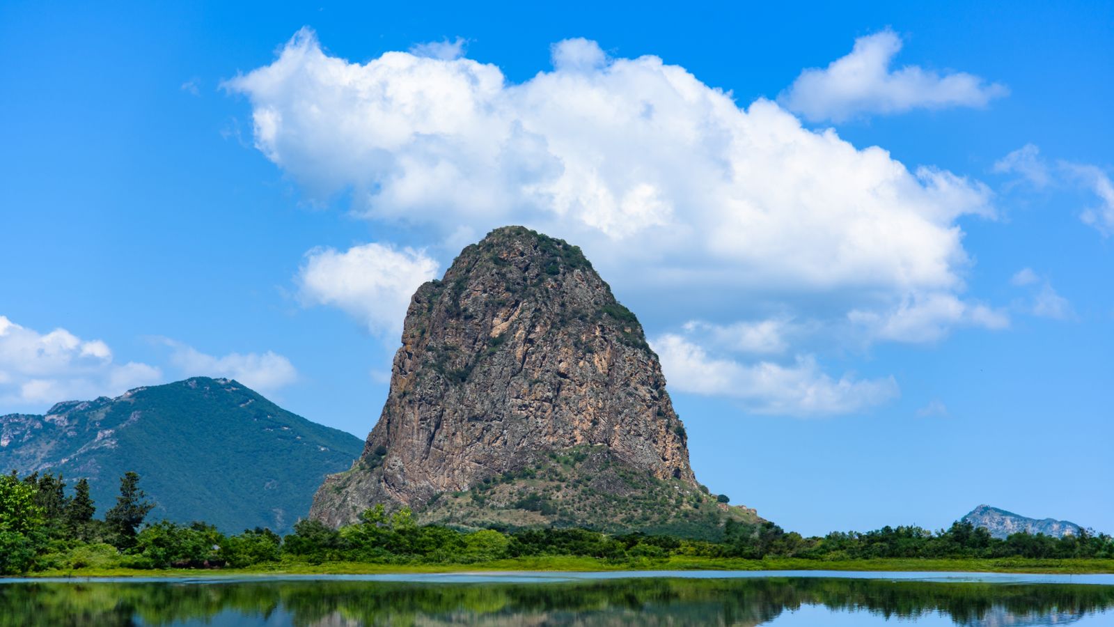Mountain reflecting on a lake, Mali