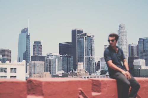 Cityscape with an Out of Focus Man 