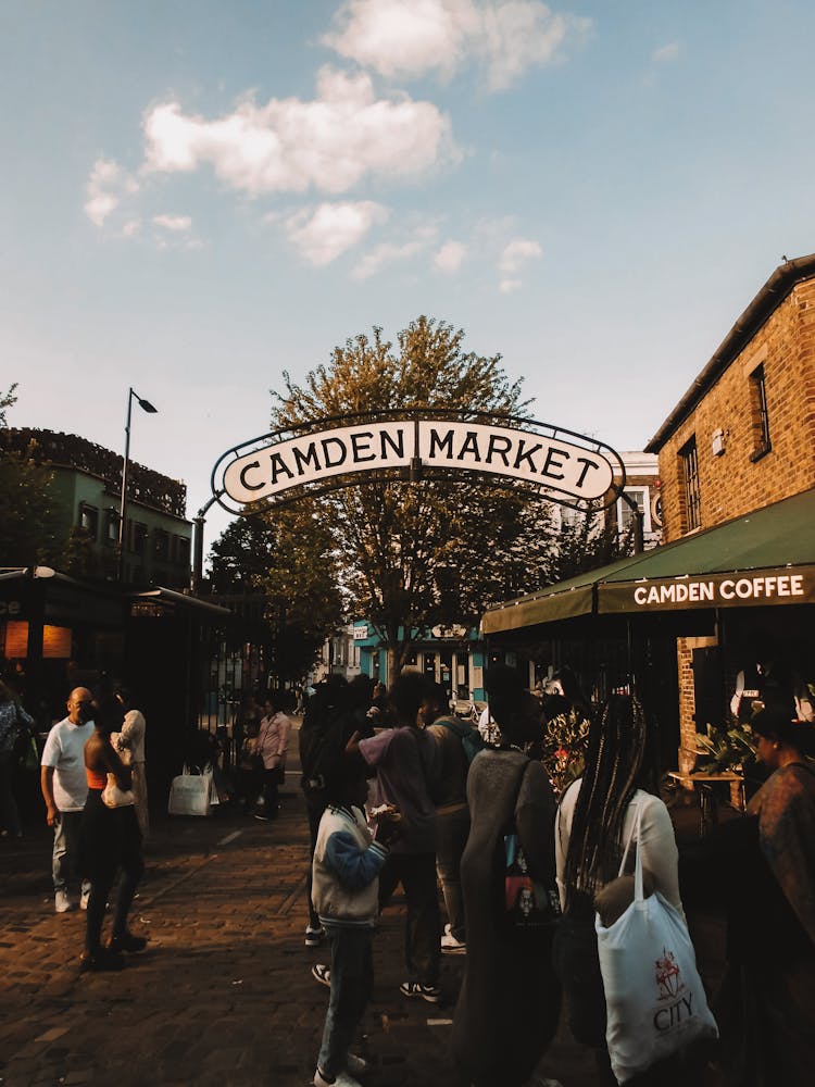 Crowd At Camden Market In London, England