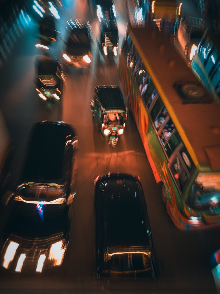 Traffic On Street At Night