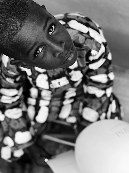 Man and Balloon in Black and White