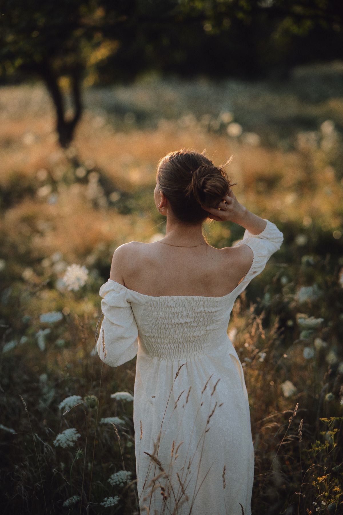 Woman in White Dress Standing on Meadow · Free Stock Photo