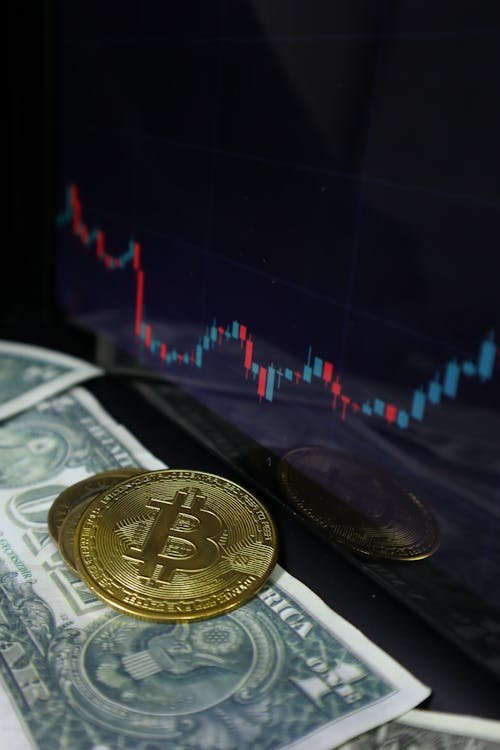 Dollar and Bitcoin near Chart
