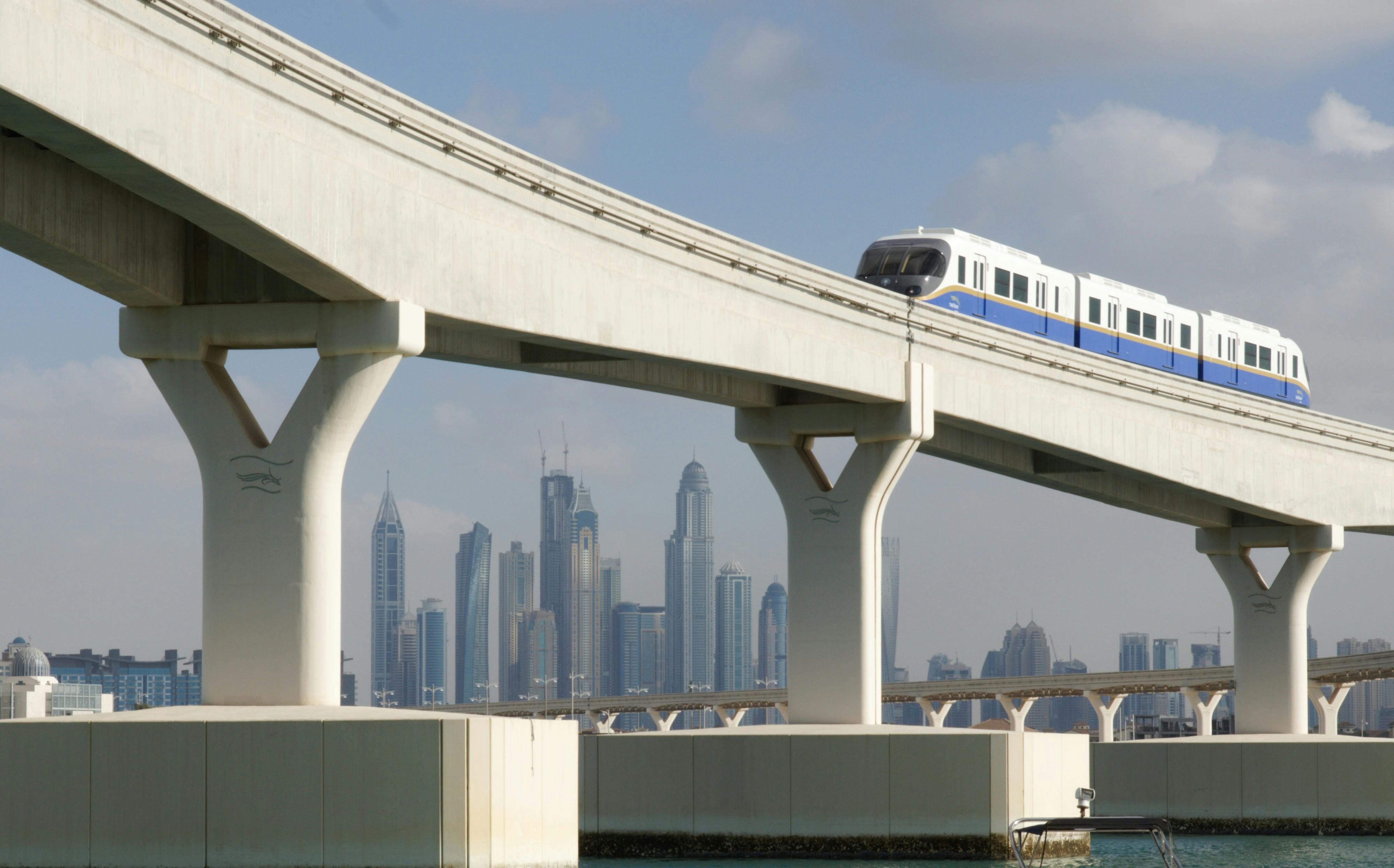 RTS Link train crossing the elevated viaduct over the Strait of Johor between Singapore and Johor Bahru
