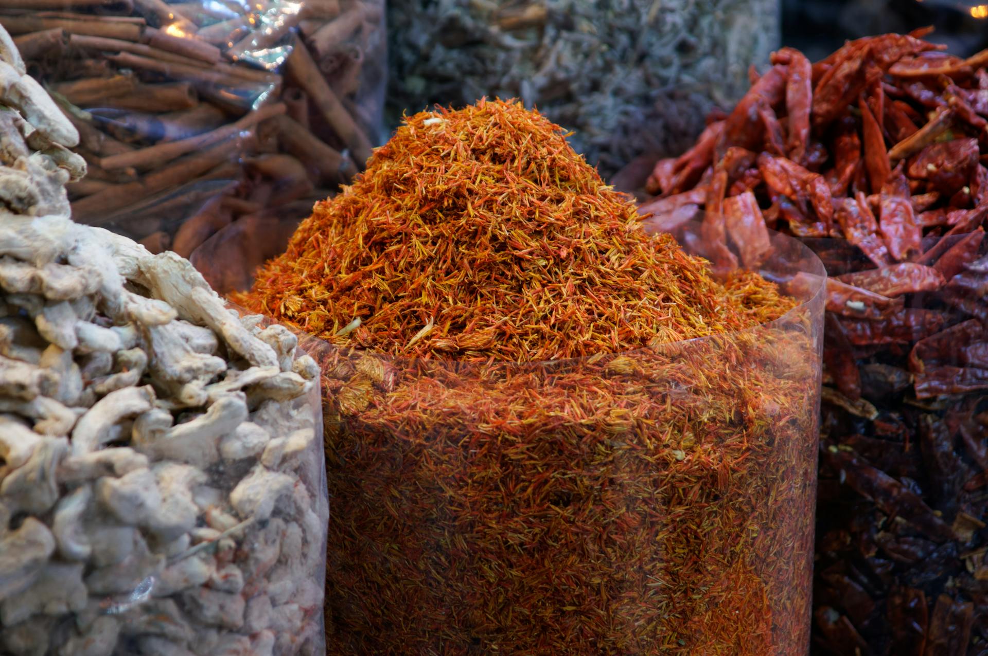 Bags Full of Spices at the Market