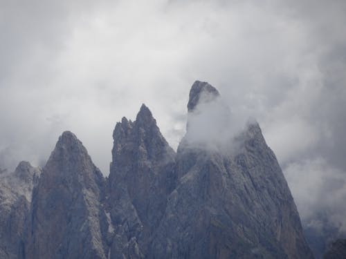 Free Rocky Mountain Peaks in Clouds  Stock Photo