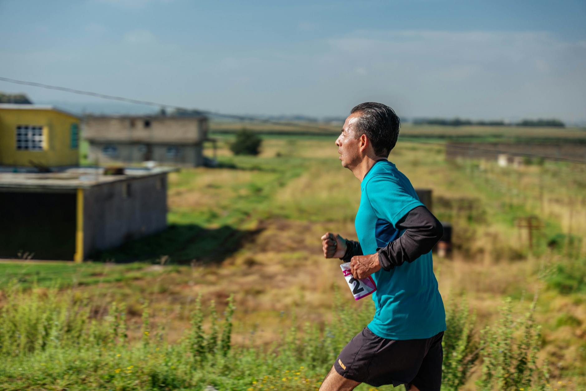 Man Running in Race in Village
