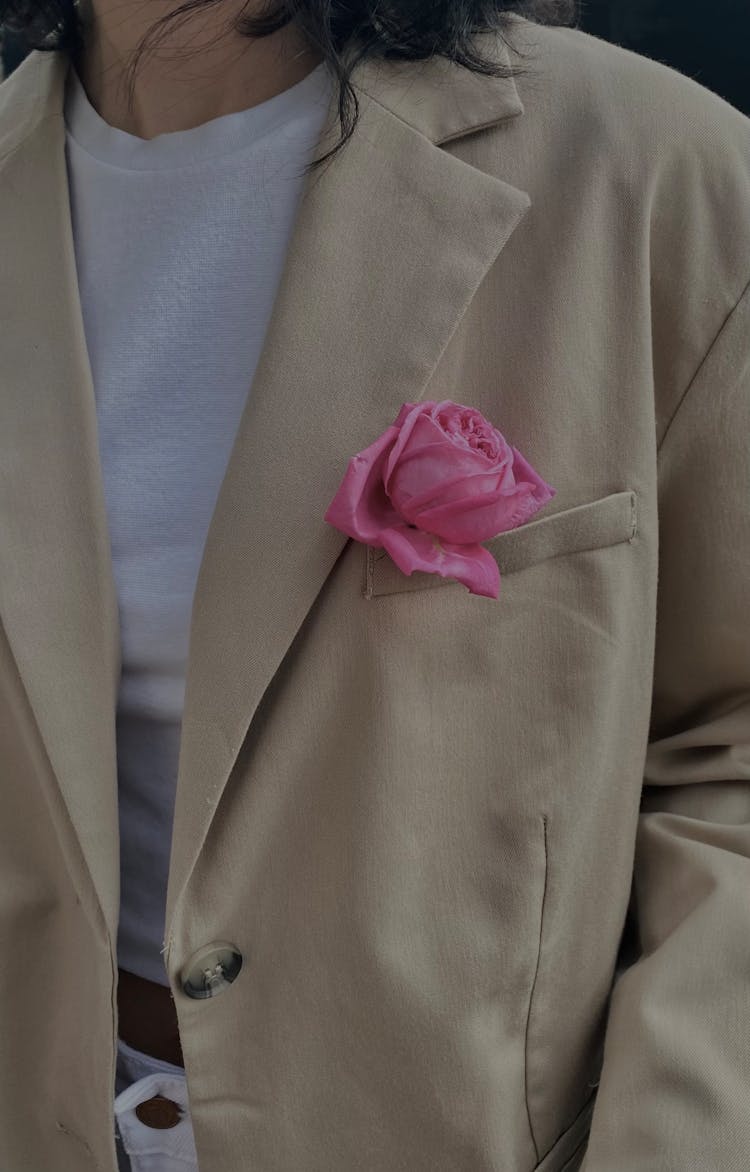 Pink Rose In A Breast Pocket 