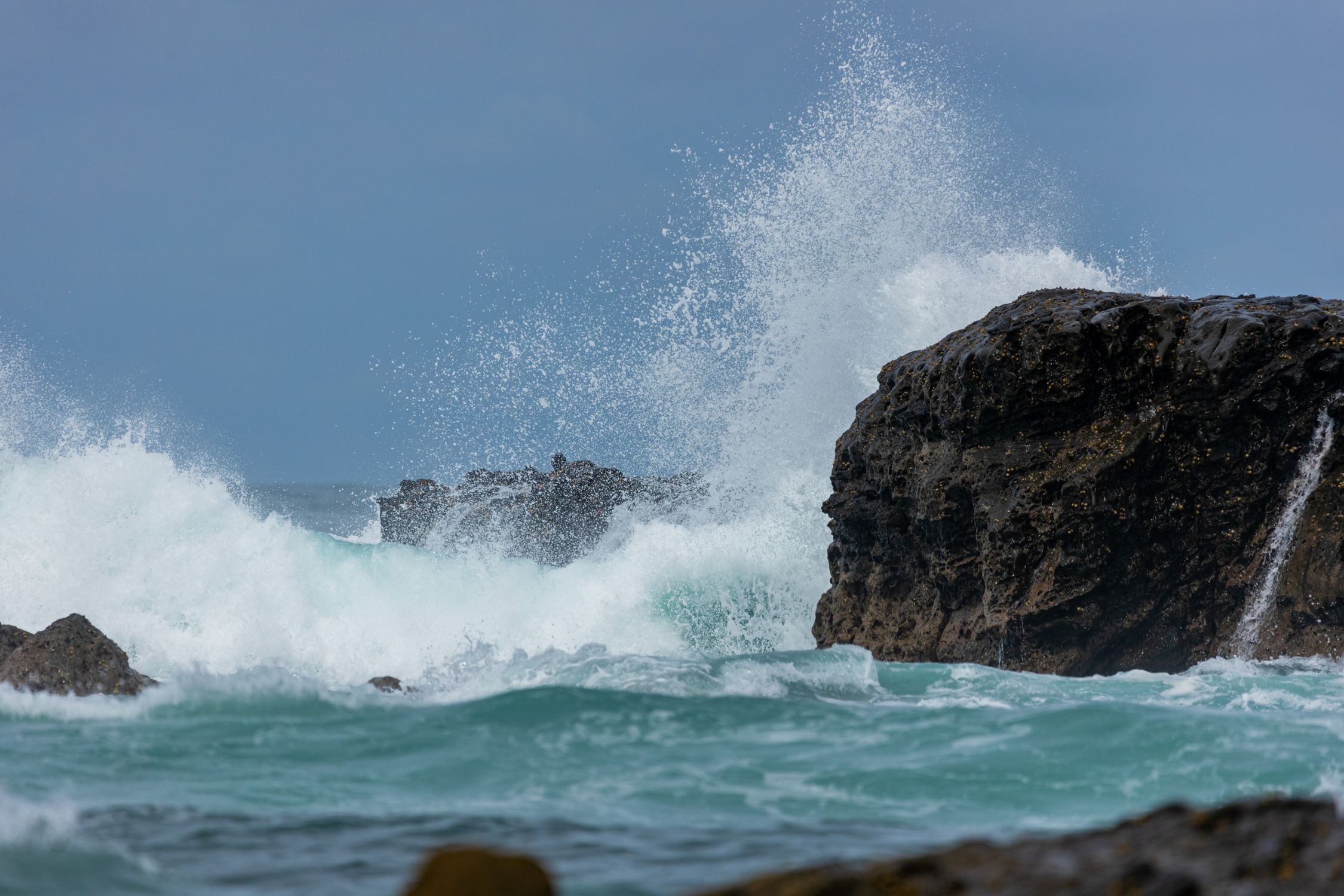 Raging Rocks Wave Crushing on Rock on Sea Shore · Free Stock Photo