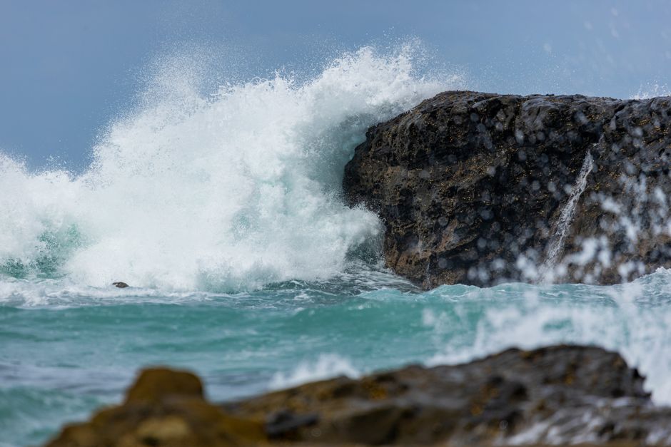 stormy sea waves rocky coast