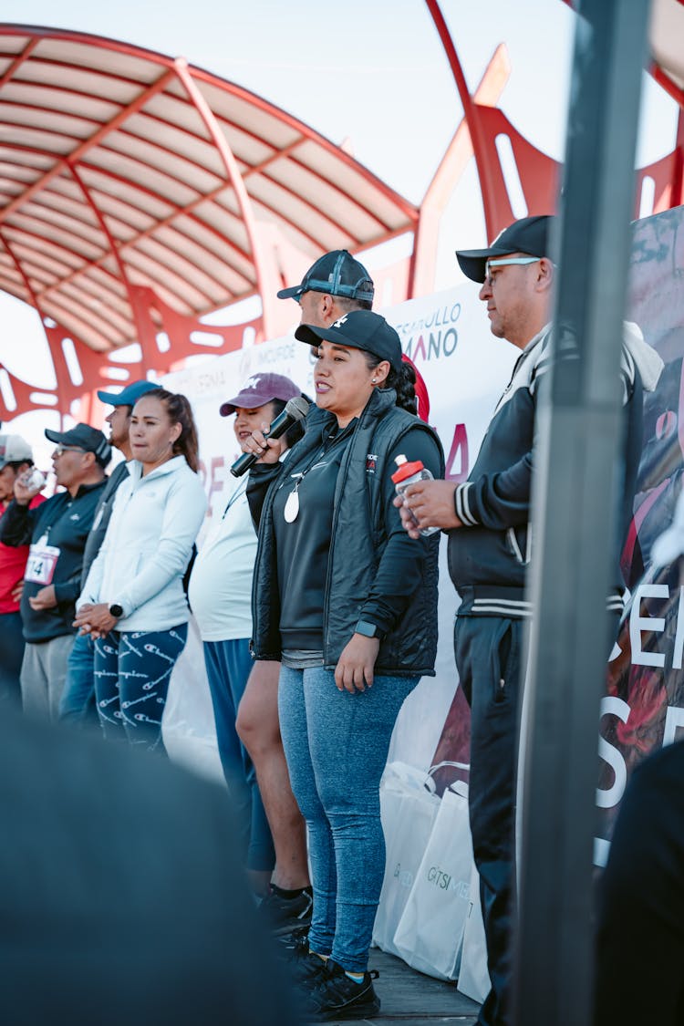 Woman Speaking On Ceremony After Sport Event