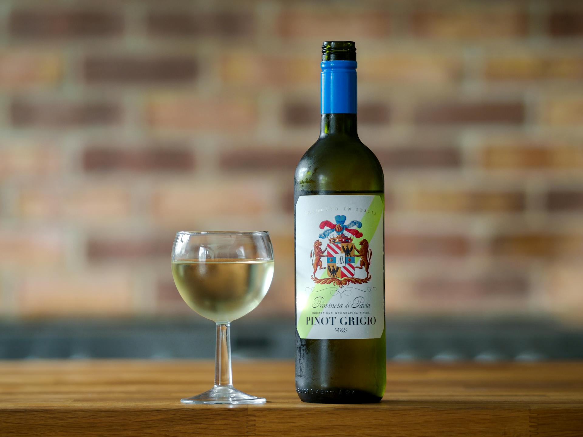 Chilled Bottle of Italian White Wine Pavia Pinot Grigio