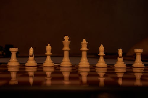White Chess Pieces on the Chessboard