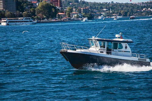 Motorboat on Sea Coast in Istanbul