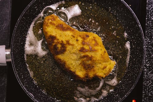 Close up of Schnitzel on Pan
