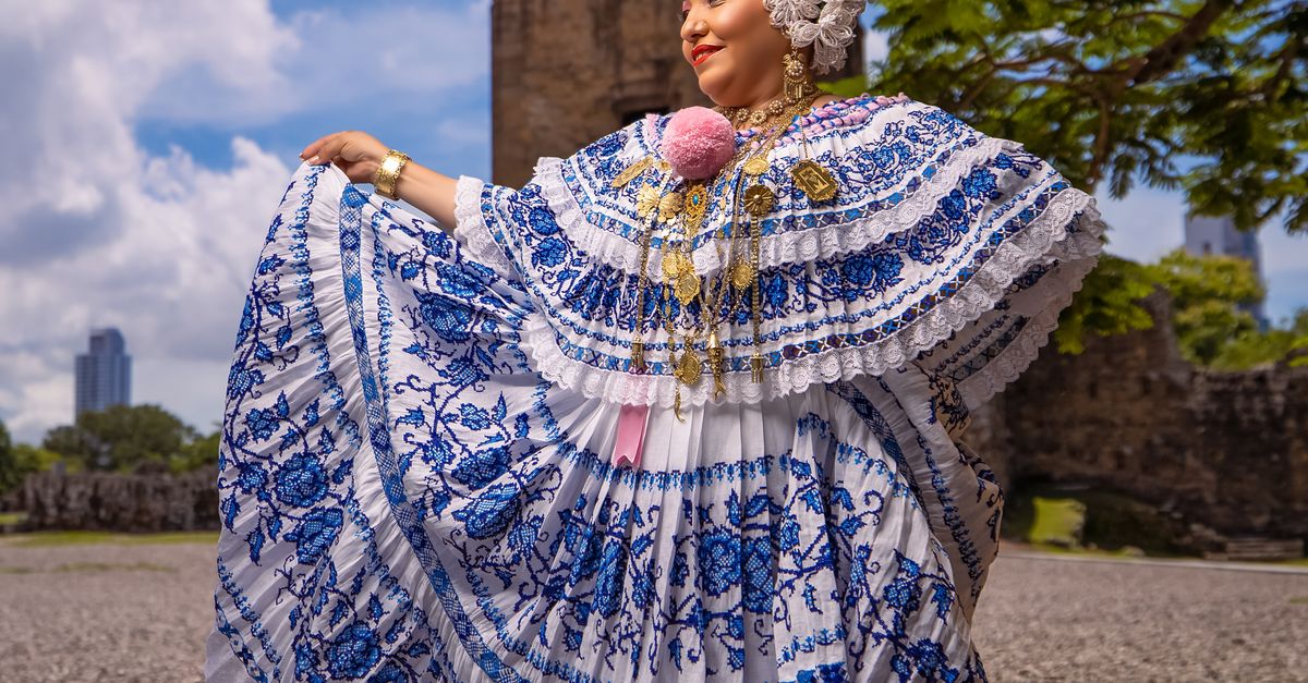 Polrera Woman in Pollera a Traditional One Piece Skirt and Matching Blouse ...