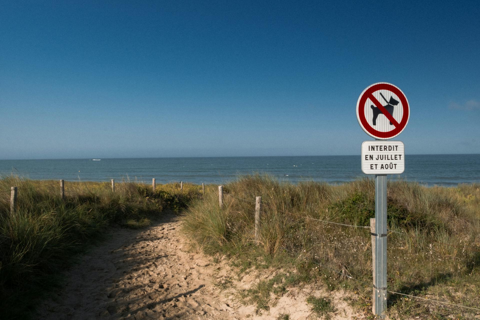 Prohibition Sign on Footpath on Sea Shore