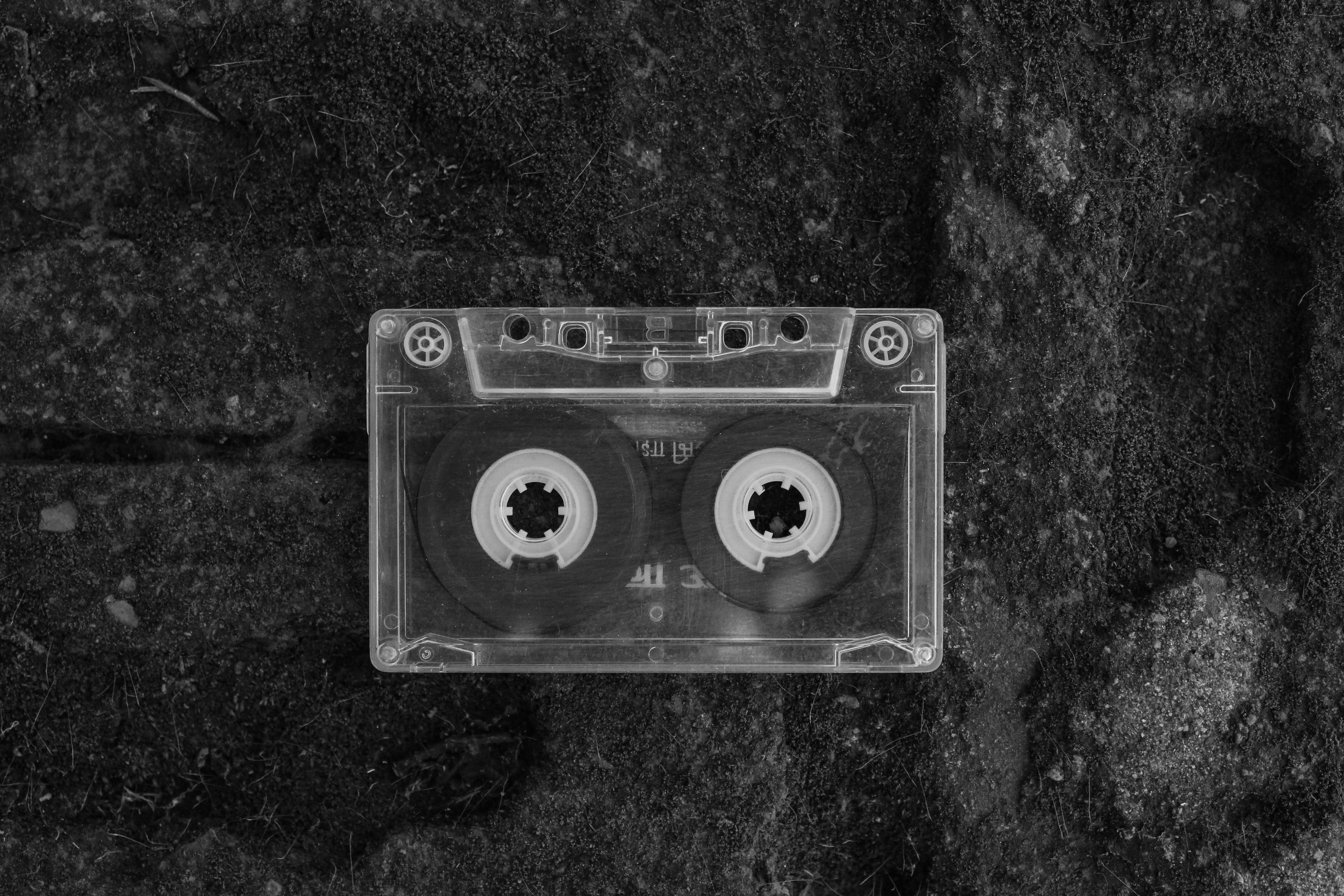 Free stock photo of black and white, cassette tape