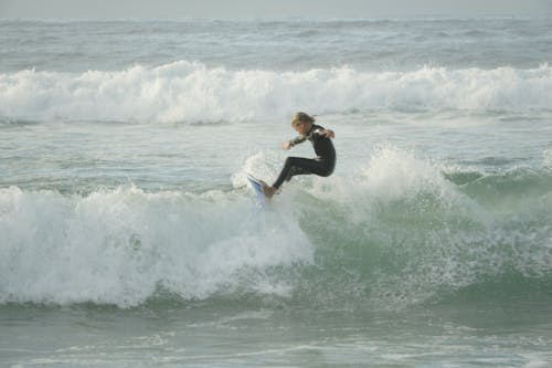Child Surfing on Sea Shore