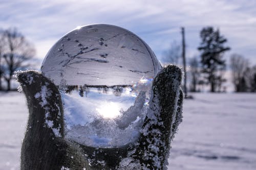 Free stock photo of lensball, snow, winter