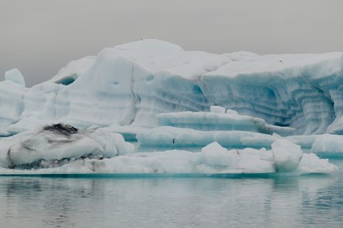 Free Majestic iceberg formation in Reykjavík's serene waters on a cool day. Stock Photo