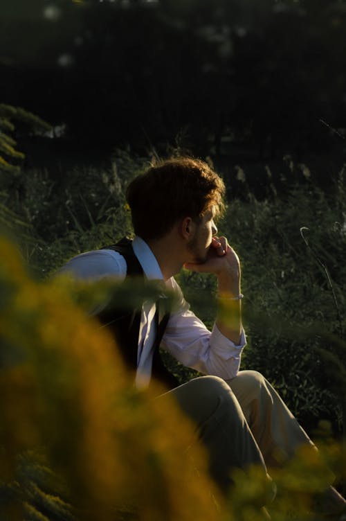 Man Relaxing in Countryside