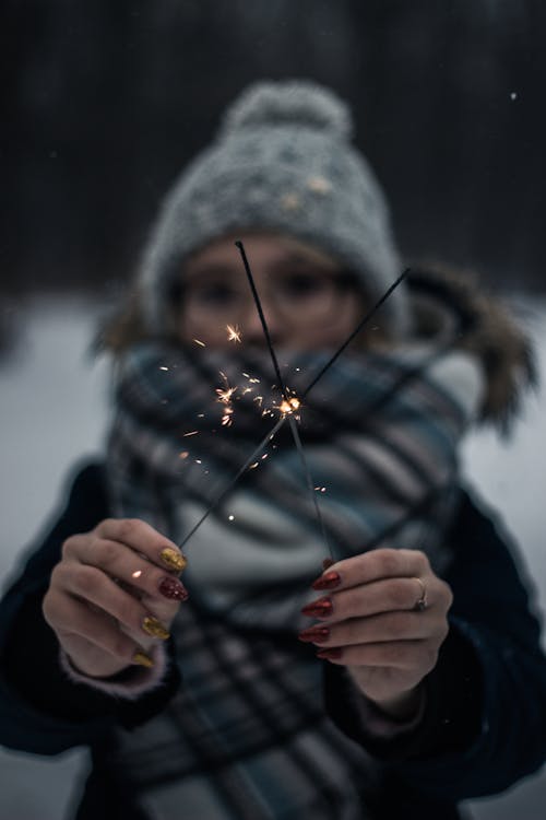 Woman Holding Sparklers