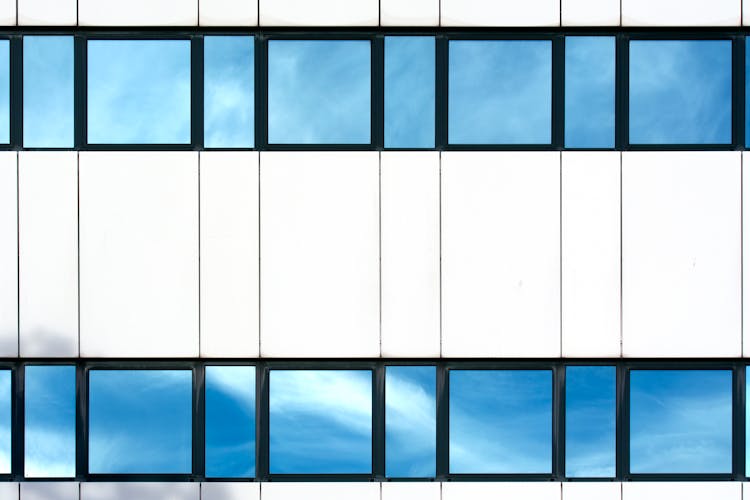 White Wall And Windows Of Office Building