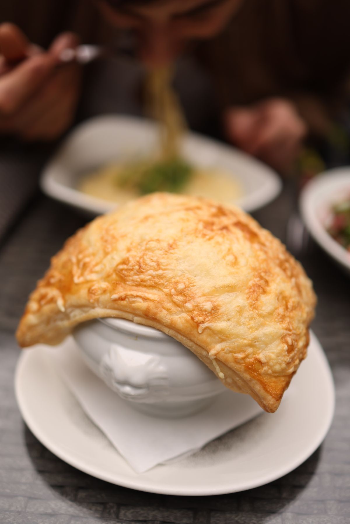 Golden pot pie with a crisp crust