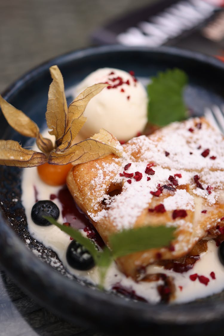 Sweet Food With Fruit And Powder