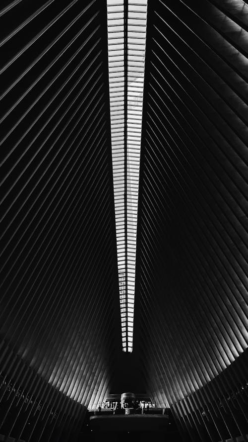 World Trade Center Path Station Interior in Black and White