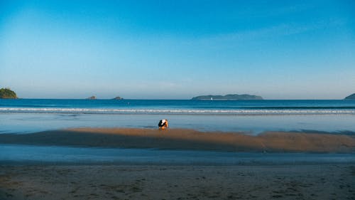 Man Squatting on Beach