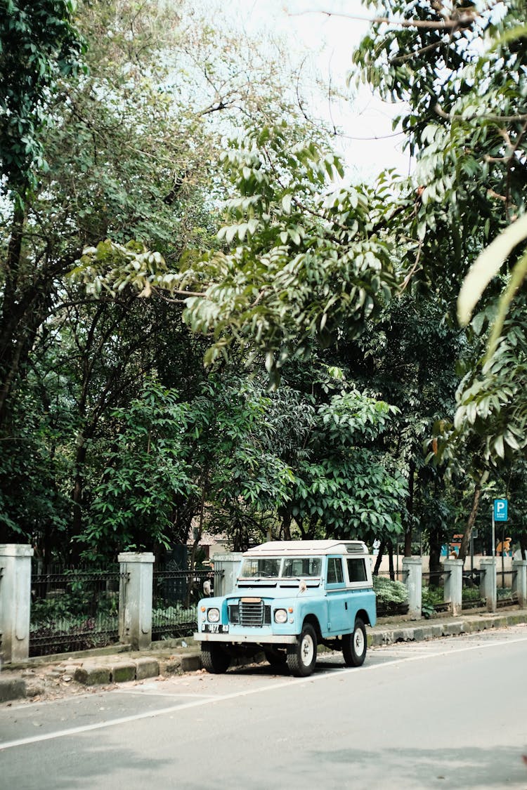 Vintage Land Rover Car Parked On Street