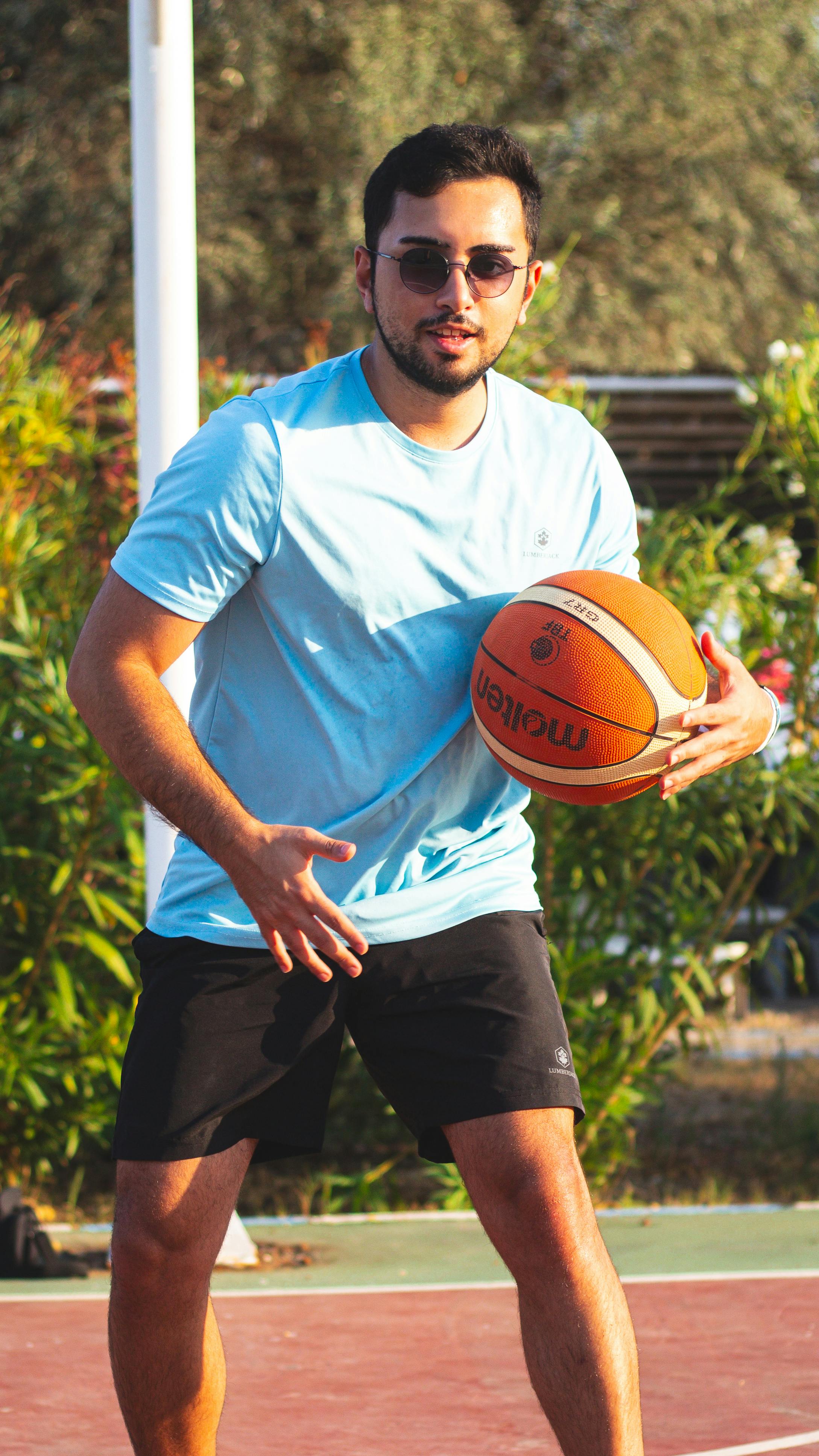 man with basketball ball