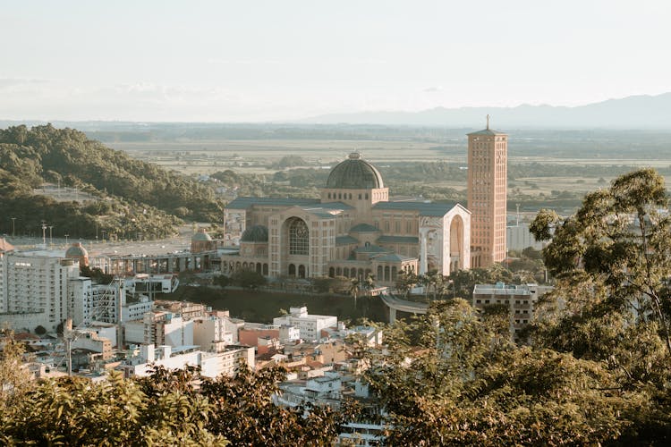 Scenic Panorama Of Cathedral Basilica Of The Our Lady Aparecida, Brazil