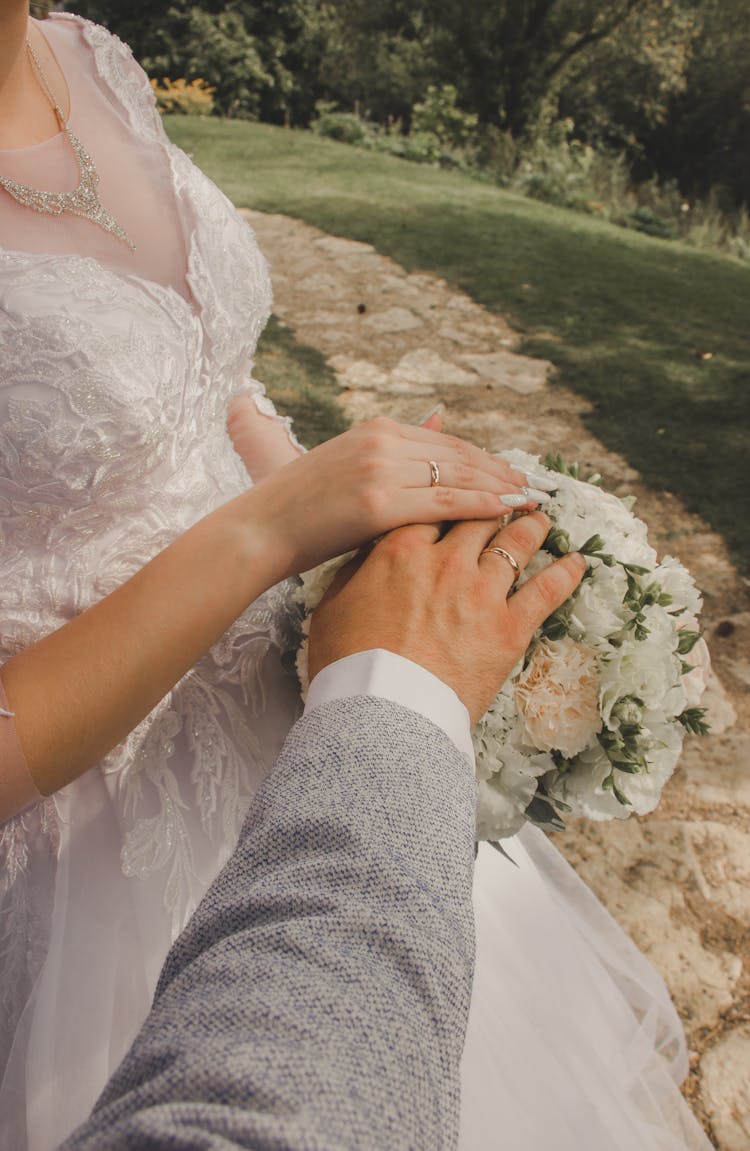 Wedding Couple Holding Hands