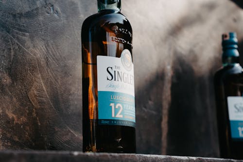 Close-up of Bottles of Singleton Whisky 