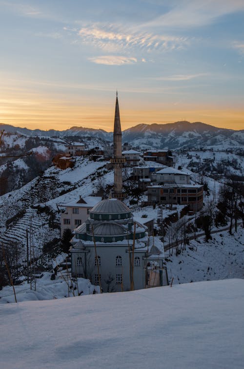 Town with Mosque in Winter