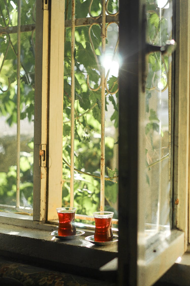 Cup Of Turkish Tea In Windowsill