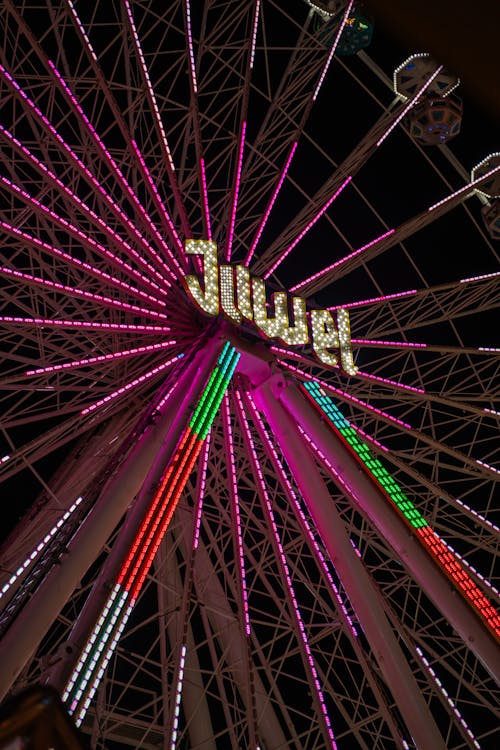 Close-up of an Illuminated Ferris Wheel 