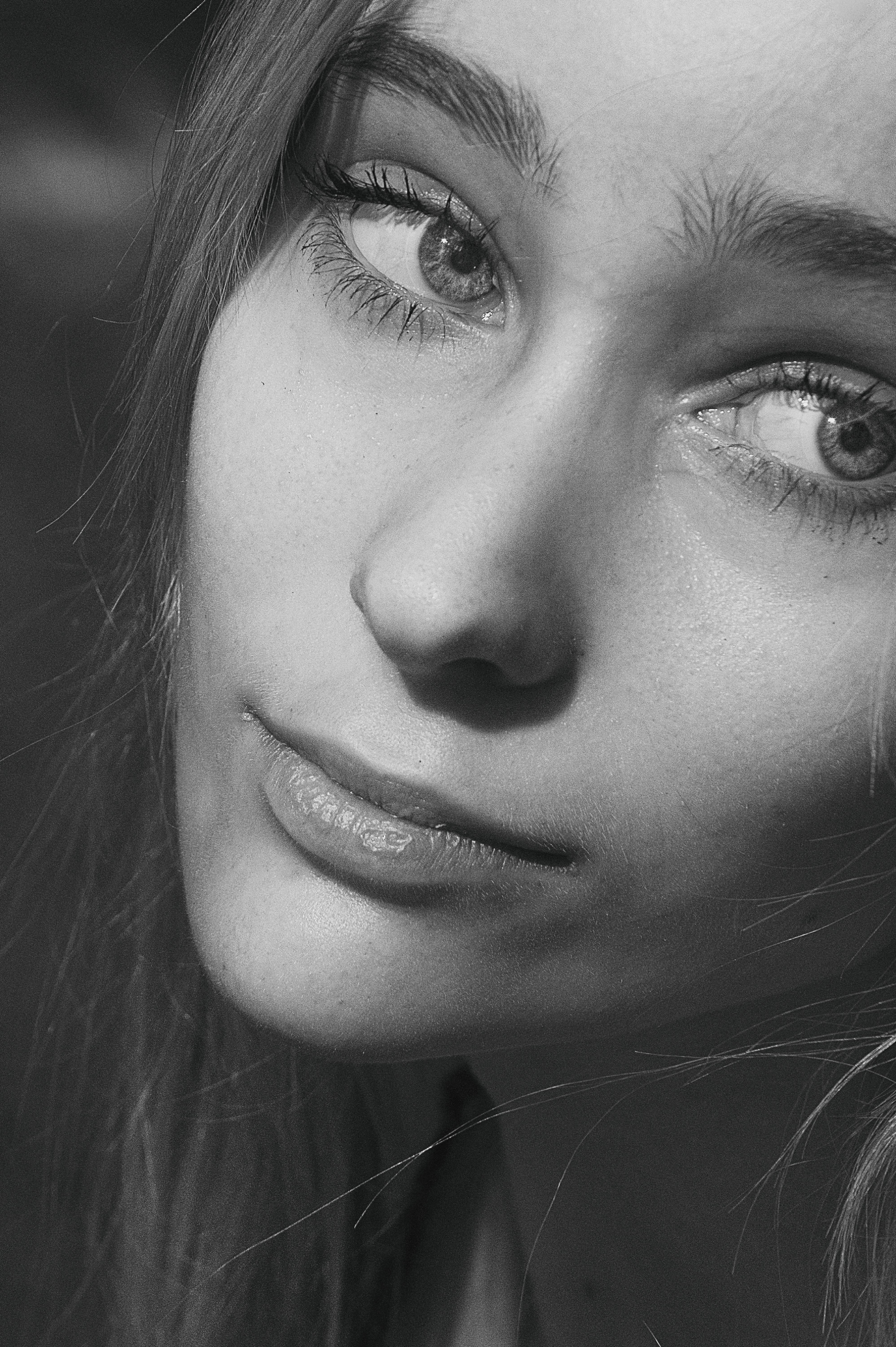 Woman Face in Black and White · Free Stock Photo