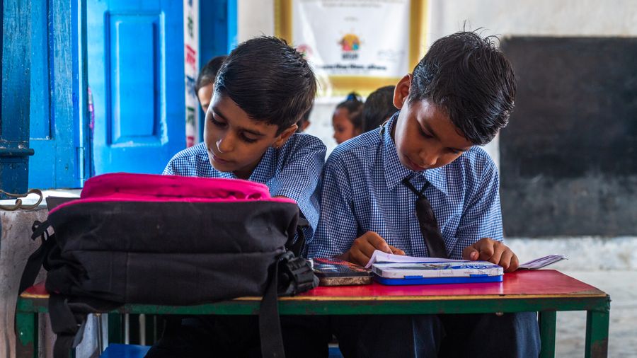 Indian students working together in the NOVA coding studio